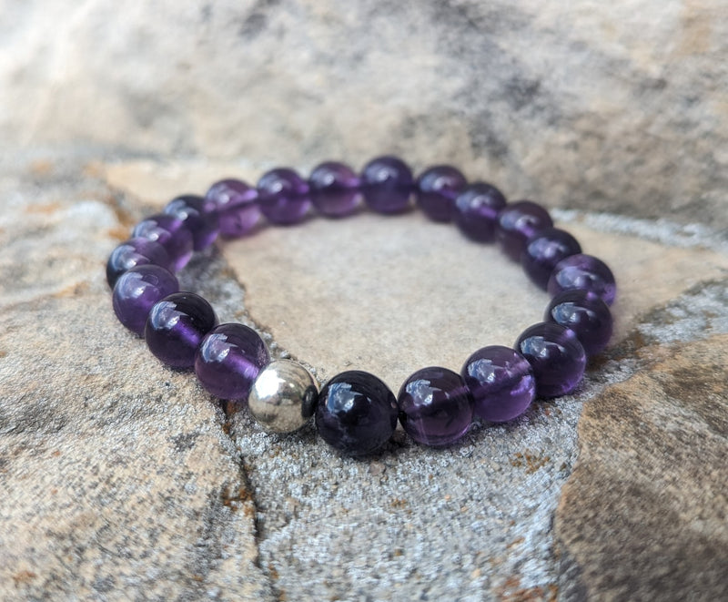 Amethyst with Sterling Silver Bead 8mm