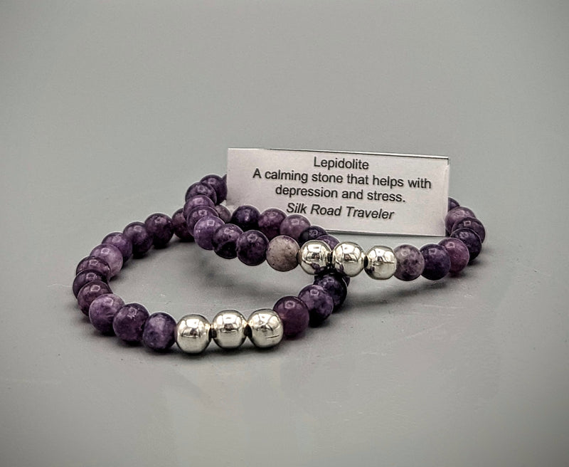 Purple Lepidolite w3 SLP Beads