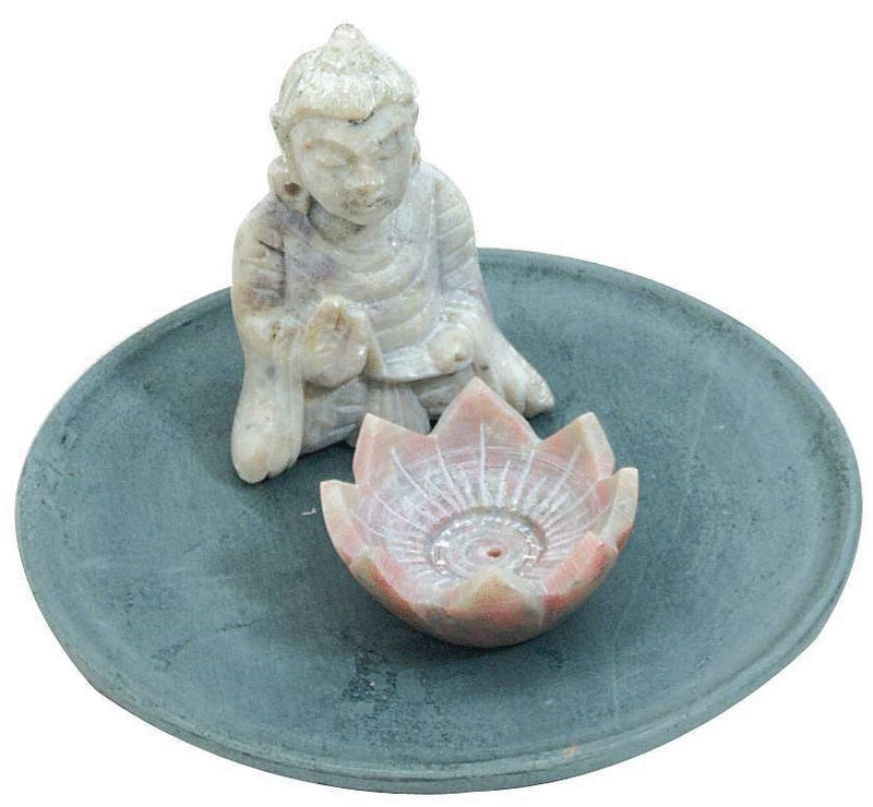 Buddha wLotus Stick and Cone Holder